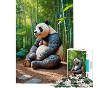 Rompecabezas para Adultos de 1000 Piezas con Escultura de Panda en un Bosque de bambú Rompecabezas para Adultos Juguete para decoración de Pared Corte de precisión cumpleaños