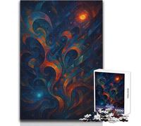 Rompecabezas para Adultos de 1000 Piezas con espirales Abstractos Azules y Naranjas Juego Relajante Regalo de cumpleaños Tamaño 38x52cm