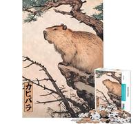 Rompecabezas para Adultos de 1000 Piezas con Estampado de Capibara en Madera Ayuda a ejercitar el Cerebro Regalos para Mujeres Juegos Familiares Apto para Mayores de 14 años 38x26cm