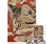 Rompecabezas para Adultos de 1000 Piezas con Estampado de Gato japonés Juego Imposible Juguete Educativo antiestrés Que Mejora el Amor Entre Parejas (38x26cm)