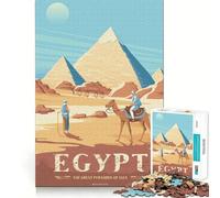 Rompecabezas para Adultos de 1000 Piezas con Estampado de Las pirámides de Giza,Egipto,Bordes definidos,decoración,desafío Mental,Juguete para Relajarse, (38x26cm)