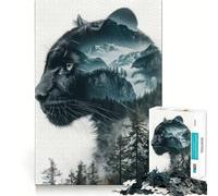 Rompecabezas para Adultos de 1000 Piezas con Estampado de Leopardo Negro,Corte Impecable Diversión,ejercitamiento Mental,Juego para el Tiempo Libre,decoración navideña 50x75cm