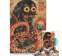 Rompecabezas para Adultos de 1000 Piezas con Estampado de Pulpo monstruoso Juego práctico para Relajarse intelectualmente Regalo de cumpleaños Regalo de Viaje 50x75cm