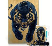 Rompecabezas para Adultos de 1000 Piezas con Estampado de Tigre Negro Corte Impecable Diversión,ejercitamiento Mental,Juego para el Tiempo Libre,decoración navideña 38x52cm