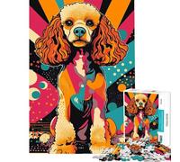 Rompecabezas para Adultos de 1000 Piezas con Estampado Retro de caniche Estilo Pop Art Actividades Divertidas para Hacer en casa Mejora la Memoria Juego práctico para Mayores de 14 años (38x52cm)