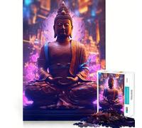 Rompecabezas para Adultos de 1000 Piezas con Estatua de Buda,Bordes impecables,Divertido Juego para concentrarse mentalmente,Juego Tranquilo,decoración navideña,Regalo (38x26cm)