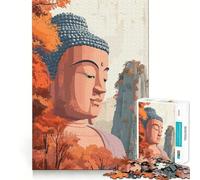 Rompecabezas para Adultos de 1000 Piezas con Estatua de Buda en otoño Juego de Ajuste preciso Juguete Inteligente para el Cerebro Tiempo Libre Regalo de cumpleaños para la Mente (38x26cm)