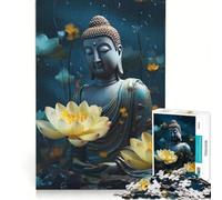 Rompecabezas para Adultos de 1000 Piezas con Estatua de Buda Espiritual Juego Interactivo Ideal para Relajarse y despejar la Mente Decorar el Escritorio 38x52cm