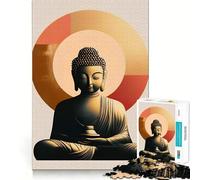 Rompecabezas para Adultos de 1000 Piezas con Estatua de Buda y halo geométrico Arte de Corte preciso Juguete para Juegos cognitivos Tiempo de Juego Relajante Decoración navideña para la Pared 50x75cm