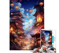 Rompecabezas para Adultos de 1000 Piezas con faroles de Aldea Japonesa Juegos relajantes y desafiantes Juguetes Ideales para Regalar en cumpleaños Un Reto difícil (tamaño 38x52cm)