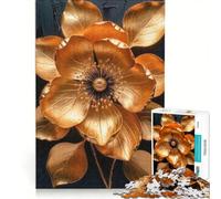 Rompecabezas para Adultos de 1000 Piezas con Flor Dorada sobre Fondo Oscuro, Juguetes para armar, Ideales para Reducir el estrés, con póster y Hoja de Preguntas a Juego 50x75cm