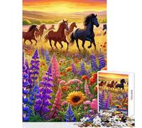 Rompecabezas para Adultos de 1000 Piezas con Flores Silvestres y Caballos Salvajes Juegos Divertidos Juguetes Decorativos para el hogar con un Toque de Humor Colección de Artistas Bellas Artes