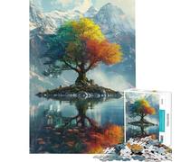 Rompecabezas para adultos de 1000 piezas con forma de árbol en colores psicodélicos Actividades divertidas para hacer en casa Decoración de pared Juegos educativos Apto para mayores de 14 años 38x26cm