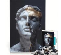 Rompecabezas para Adultos de 1000 Piezas con Forma de Busto de mármol y grieta Dorada Ideal para Relajarse interactuar Entre Padres e Hijos como Regalo de cumpleaños o para Llevar de Viaje 38x26cm