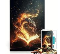 Rompecabezas para Adultos de 1000 Piezas con Forma de dragón y Libro Ideal para Leer Corte Impecable Diversión Que estimula la Mente Juego Divertido para el Tiempo Libre Decoración navideña 50x75cm