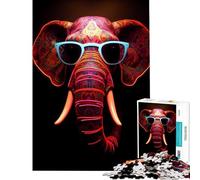 Rompecabezas para Adultos de 1000 Piezas con Forma de Gafas de Sol de Elefante Juego Educativo Juguetes didácticos Regalos de Amigo Invisible Mejora la Memoria (Tamaño 75x50cm)