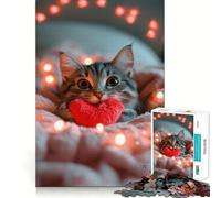 Rompecabezas para Adultos de 1000 Piezas con Forma de Gato y corazón Juguete de Arte de Ajuste desarrollar la Mente y la Capacidad Mental Juego para Relajarse,Ideal para cumpleaños