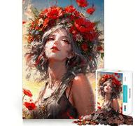 Rompecabezas para adultos de 1000 piezas con forma de mujer y corona de flores Juego de estimulación cognitiva Diseño ajustado sin huecos Regalo de cumpleaños Juguete para ejercitar la mente (38x52cm)