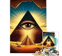 Rompecabezas para Adultos de 1000 Piezas con Forma de pirámide del Ojo Que Todo lo Ve Juguetes antiestrés para Adultos Que mejoran la Memoria Ideales para cumpleaños y Navidad (tamaño 38x26cm)