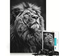 Rompecabezas para Adultos de 1000 Piezas con Foto de león en Blanco y Negro,Piezas de Corte Limpio,Juguete de lógica Divertido para Pasar el Tiempo Libre,decoración navideña,Regalo (38x52cm)
