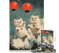 Rompecabezas para Adultos de 1000 Piezas con Gatos Volando con linternas Ideal para ejercitar la Memoria,entretenerse y Disfrutar del Tiempo Libre Bordes limpios Regalo Creativo (50x75cm)