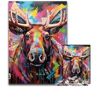 Rompecabezas para Adultos de 1000 Piezas con Grafiti de Alce. Rompecabezas Imposible para Adultos, Ideal para diversión Familiar, relajación y Regalos navideños. 50x75cm/19,68x29,52 Pulgadas.