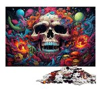 Rompecabezas para Adultos de 1000 Piezas con grafitis psicodélicos Coloridos y Arte de Calaveras. Rompecabezas imposibles para Adultos,Ideal para diversión Familiar,relajación y Regalos navideños.