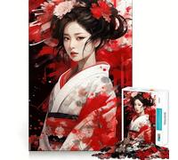 Rompecabezas para Adultos de 1000 Piezas con Hermosa Geisha Japonesa,diseño Premium de Bordes artísticos,Rompecabezas de lógica,Juego para el Tiempo Libre,diversión,decoración navideña (50x75cm)