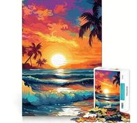 Rompecabezas para Adultos de 1000 Piezas con Hermosa Puesta de Sol en la Playa,diseño artístico de Corte preciso,Juego cognitivo Divertido,Entretenimiento,Regalo navideño Relajante (50x75cm)