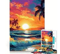 Rompecabezas para Adultos de 1000 Piezas con Hermosa Puesta de Sol en la Playa,diseño artístico de Corte preciso,Juego cognitivo y,Ideal para el Ocio y la relajación Navidad
