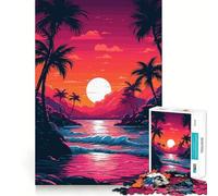 Rompecabezas para Adultos de 1000 Piezas con Hermosa Puesta de Sol en la Playa Juego de lógica de Ajuste preciso Juego fácil Decoración navideña para Pared (38x52cm)