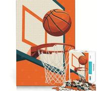 Rompecabezas para Adultos de 1000 Piezas con ilustración de aro y balón de Baloncesto,diseño de Corte Fino,Entrenamiento Mental,diversión para Relajarse,Juego artístico de cumpleaños (38x52cm)