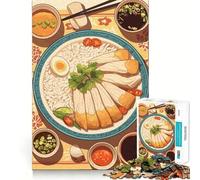 Rompecabezas para Adultos de 1000 Piezas con ilustración de arroz con Pollo hainanés,Arte de Bordes precisos,Ejercicio Mental,Juego Divertido y Tranquilo,Actividad de cumpleaños (38x26cm)