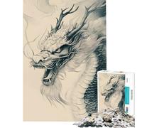 Rompecabezas para Adultos de 1000 Piezas con ilustración de Cabeza de dragón Diversión para Disfrutar en casa desafío difícil Juguetes de decoración para el hogar para Mayores de 14 años 50x75cm
