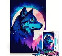 Rompecabezas para Adultos de 1000 Piezas con ilustración de Cabeza de Lobo Juego de concentración Mental Manualidad de Corte de Alta precisión Actividad para Fortalecer los Lazos Familiares (38x52cm)