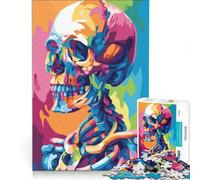 Rompecabezas para Adultos de 1000 Piezas con ilustración de Calavera Colorida Estilo Pop Art, Juego Imposible, Mejora la Memoria, con Piezas de Formas aleatorias Que encajan Perfectamente 38x52cm