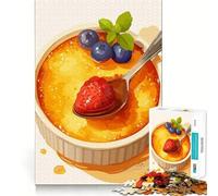 Rompecabezas para Adultos de 1000 Piezas con ilustración de Crème Brûlée con Bayas Corte Juego de concentración Regalo Ideal para un Juego Tranquilo cumpleaños