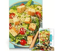 Rompecabezas para Adultos de 1000 Piezas con ilustración de Ensalada César Fresca,Bordes Finos,Ideal para Manualidades,Resolver Problemas,Relajarse,Jugar o divertirse en un cumpleaños (38x26cm)