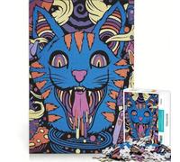 Rompecabezas para Adultos de 1000 Piezas con ilustración de Gato psicodélico y Elementos de Alicia Juguetes antiestrés análisis y lógica colección de Artistas Bellas Artes 38x26cm