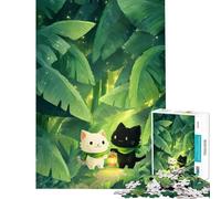 Rompecabezas para Adultos de 1000 Piezas con ilustración de Gatos en la Jungla Un desafío Educativo y desafiante Juguete de Pared para Mayores de 14 años (38x26cm)