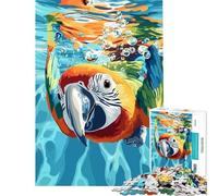 Rompecabezas para Adultos de 1000 Piezas con ilustración de Guacamayo Nadando bajo el Agua Juguete antiestrés de 1000 Piezas para decoración del hogar y Juegos educativos para Toda la Familia