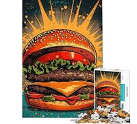 Rompecabezas para Adultos de 1000 Piezas con ilustración de Hamburguesa Estilo Pop Art Rompecabezas para Adultos Actividades Familiares desafiante para completar 38x26cm