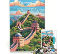 Rompecabezas para Adultos de 1000 Piezas con ilustración de la Gran Muralla China Juego práctico para Relajarse intelectualmente Regalo de cumpleaños o para viajeros 38x52cm