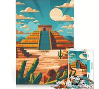 Rompecabezas para Adultos de 1000 Piezas con ilustración de la pirámide Azteca de Teotihuacán, Juguetes antiestrés, desafiantes y de Gran dificultad, Hermoso diseño, 50x75cm