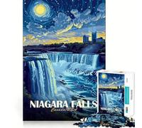 Rompecabezas para Adultos de 1000 Piezas con ilustración de Las Cataratas del Niágara de Noche Juguete de lógica de precisión para aliviar el estrés Arte Coleccionable de Corte preciso (38x52cm)