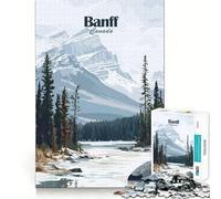 Rompecabezas para Adultos de 1000 Piezas con ilustración de Paisaje montañoso de Banff,Canadá, Bordes artísticos Rompecabezas de lógica para Jugar en Momentos de Ocio y divertirse