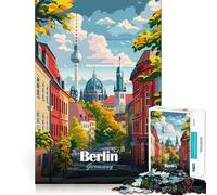 Rompecabezas para Adultos de 1000 Piezas con ilustración de Paisaje Urbano de Berlín,Alemania,sin Costuras,diseño artístico,Juego Mental,Regalo de Juego Lento, (38x26cm)
