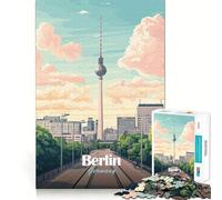 Rompecabezas para Adultos de 1000 Piezas con ilustración de Paisaje Urbano de Berlín,Alemania,sin Costuras,diseño artístico,Juego Mental,Regalo de Juego Lento, (38x26cm)