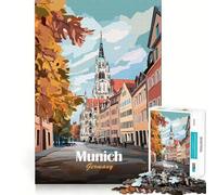 Rompecabezas para Adultos de 1000 Piezas con ilustración de Paisaje Urbano de Múnich Uniones Suaves Juego de resolución de Problemas Juego Casual para el Tiempo para cumpleaños y Entretenimiento