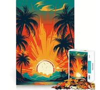 Rompecabezas para Adultos de 1000 Piezas con ilustración de Palmeras al Atardecer Tropical de Corte preciso Juguete para desarrollar la Agilidad Mental Ideal para Relajarse y Disfrutar de la Navidad